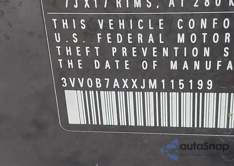 2018 Volkswagen Tiguan 2.0T S из США, поврежденный, VIN 3VV0B7AXXJM115199